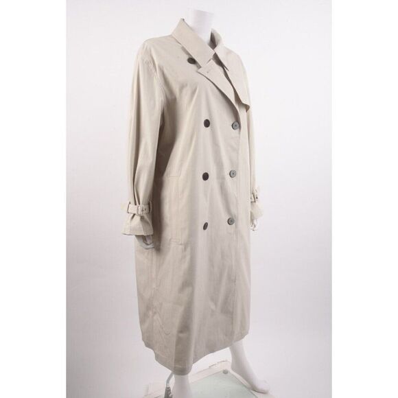 Theory Womens Trench Coat Double Breasted Sleek Sz M Beige Sand NWT No belt $795 - Picture 2 of 7